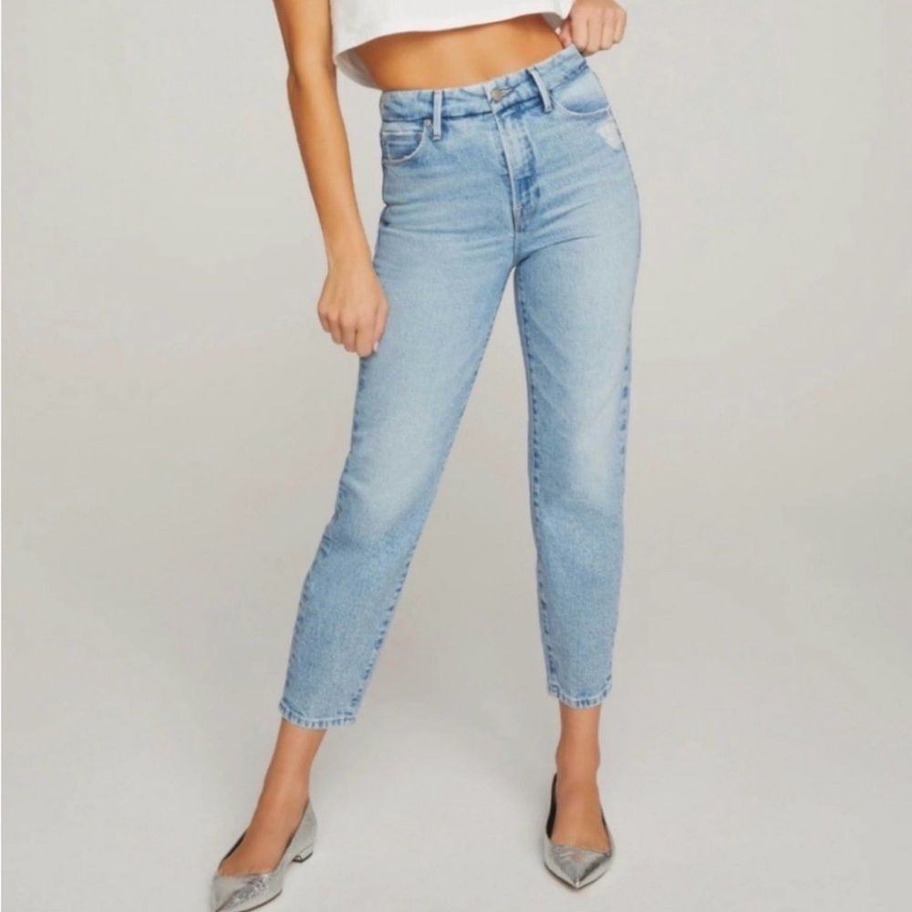 Good American Jeans Good Classic Straight Distressed Light Blue636 Size 00/24